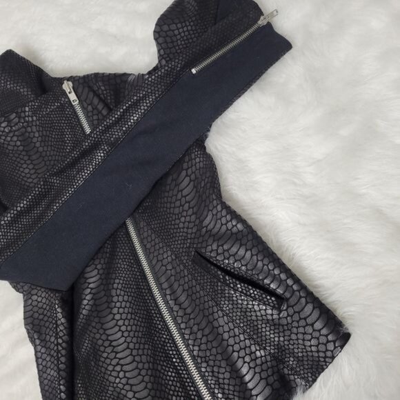 Generation Love Black Leather Reptile Textured Moto Jacket Small - Picture 10 of 11